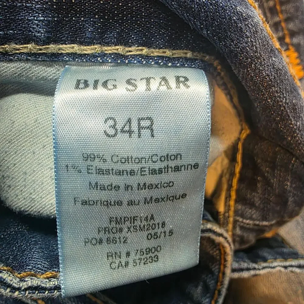 Big Star Pioneer Boot Jeans Mens 34x32 Blue Medium Wash Relaxed Bootcut Denim
